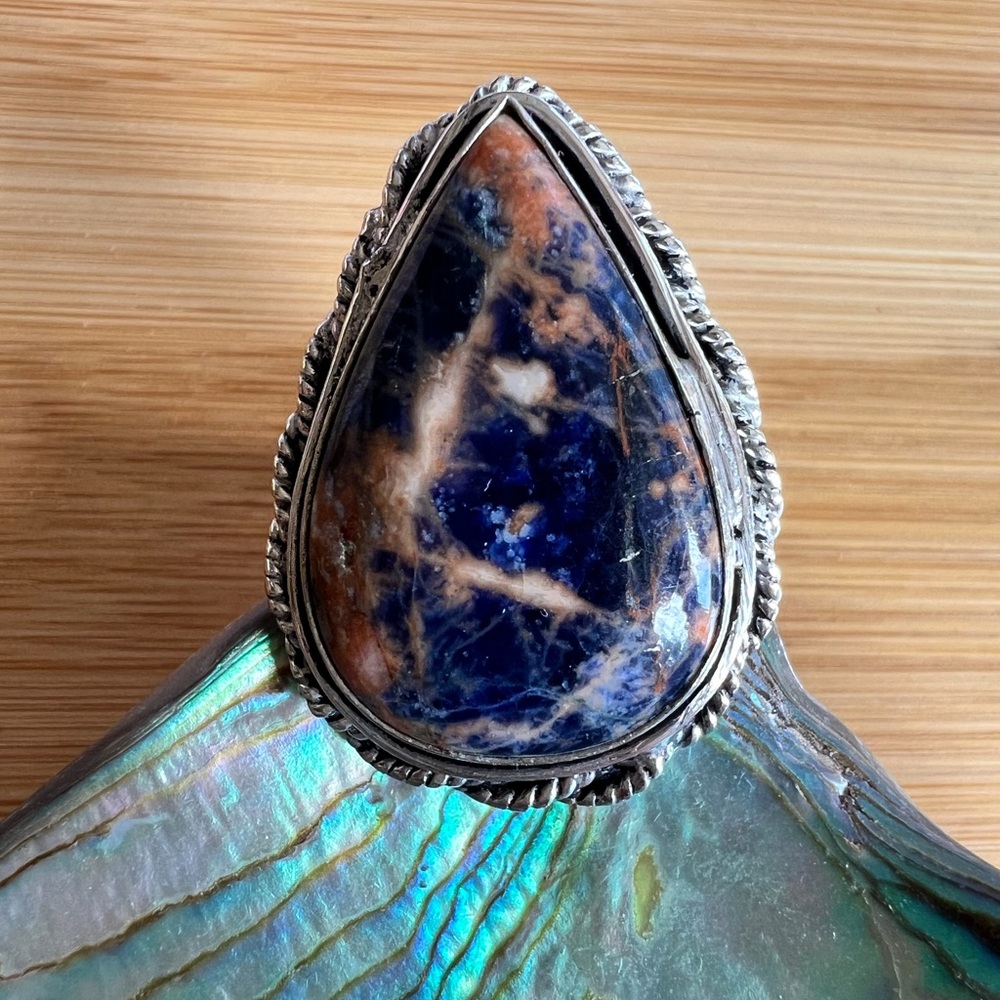 Sunset Sodalite Silver Ring
